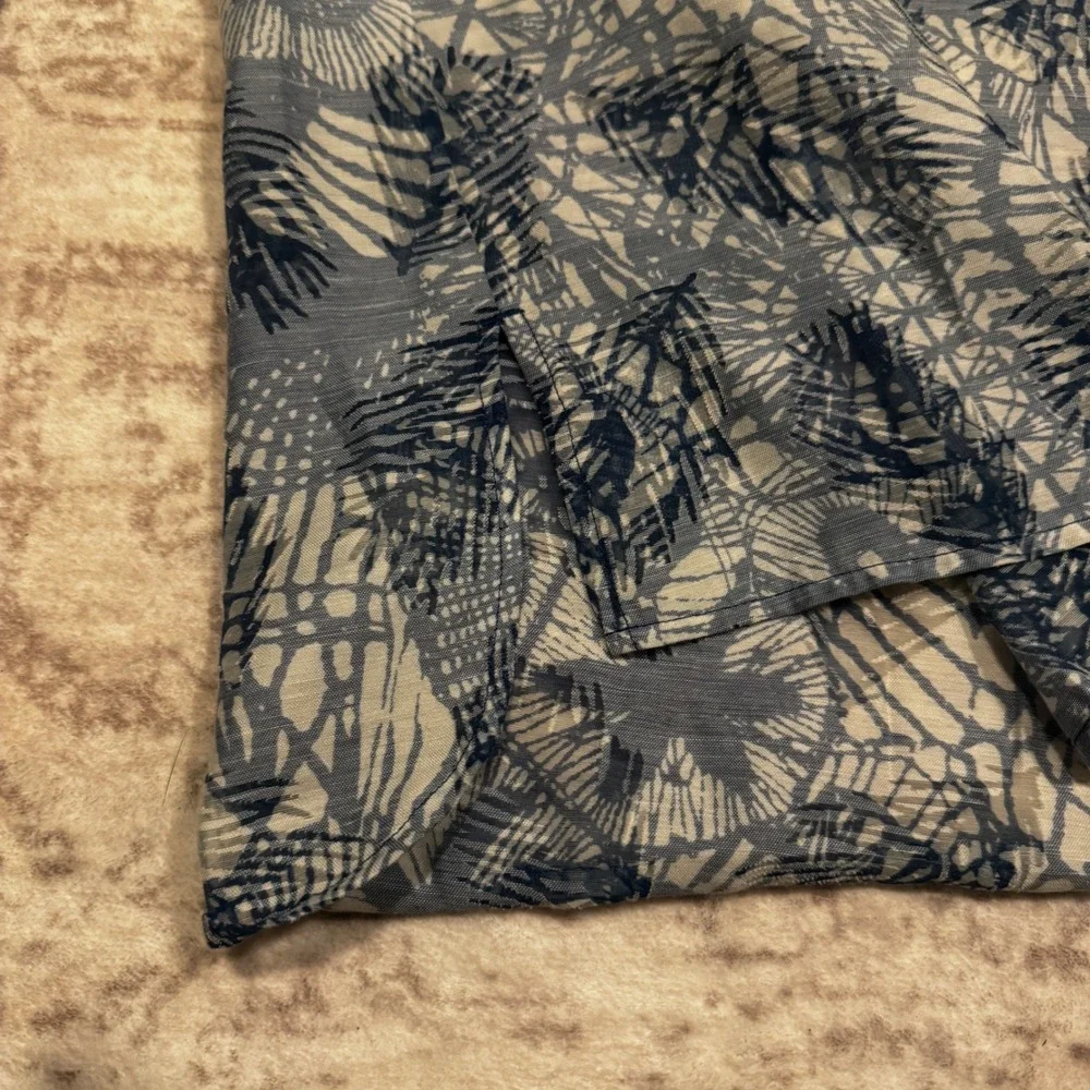 Tory Burch Blue White Abstract Botanical Print Long Sleeve Tunic Top Size 0